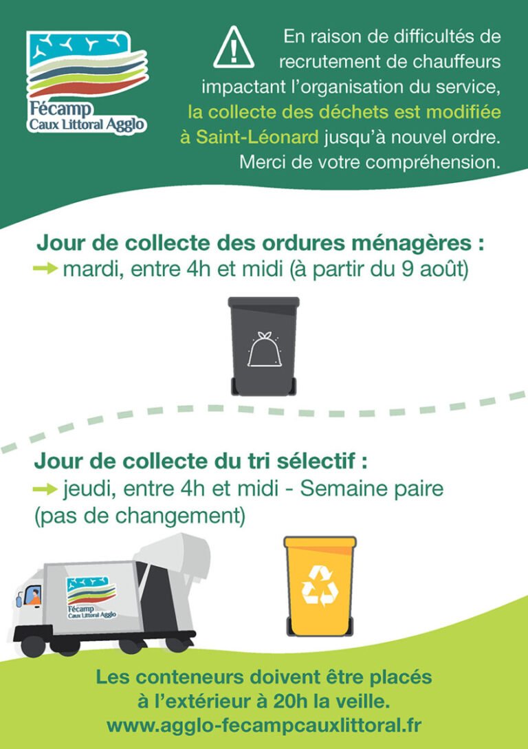 ATTENTION JOUR DE COLLECTE DES ORDURES MENAGERES MODIFIE Saint